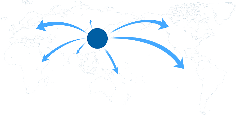 World map showing direct flight routes to Incheon International Airport